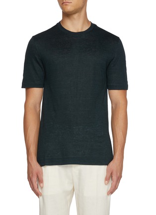 Main View - Click To Enlarge - ZEGNA - Short Sleeve Linen T-shirt