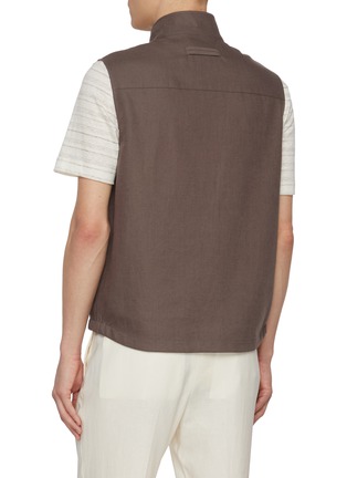 Back View - Click To Enlarge - ZEGNA - Zip Up Linen Vest