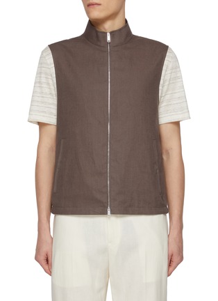 Main View - Click To Enlarge - ZEGNA - Zip Up Linen Vest