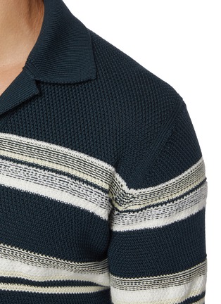  - ZEGNA - Open Collar Striped Knit Polo Shirt