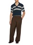 Figure View - Click To Enlarge - ZEGNA - Open Collar Striped Knit Polo Shirt