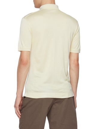 Back View - Click To Enlarge - ZEGNA - Short Sleeve Silk Polo Shirt
