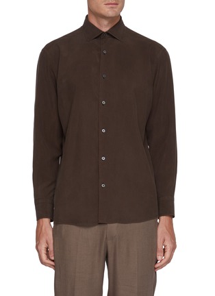 Main View - Click To Enlarge - ZEGNA - Long Sleeve Silk Shirt