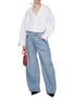 Figure View - Click To Enlarge - ALEXANDERWANG - Oversized Rounded Logo Back Light Wash Jeans