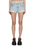 Main View - Click To Enlarge - ALEXANDERWANG - Pre-Styled Lace Silk Boxer Light Wash Shorts