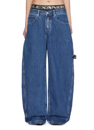 Main View - Click To Enlarge - ALEXANDERWANG - Prestyle Elastic Waist Rounded Medium Wash Jeans