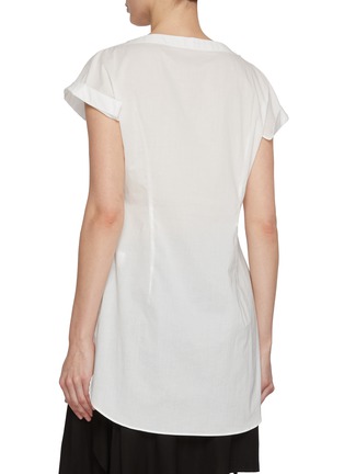 Back View - Click To Enlarge - Y'S - Draped Front Cap Sleeve Cotton Top