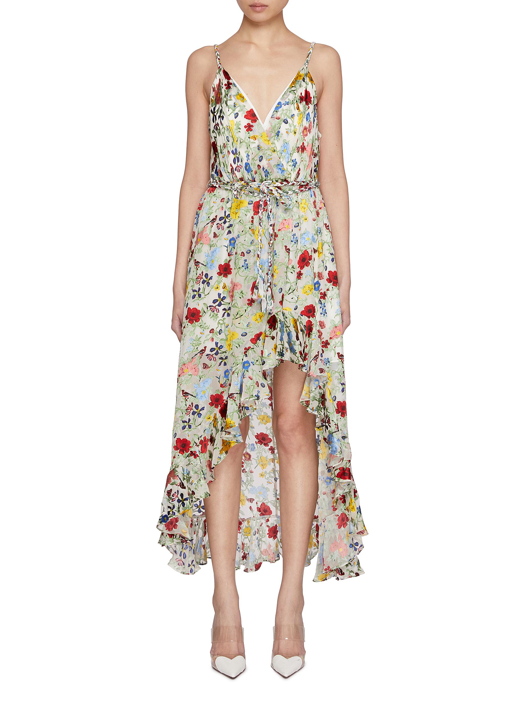 ALICE & OLIVIA | Tara Cascaded Ruffle Midi Dress | Women
