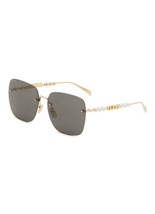 Main View - Click To Enlarge - GUCCI - Metal Rectangular Sunglasses