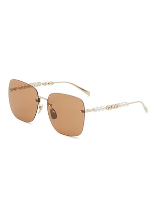 Main View - Click To Enlarge - GUCCI - Asian Fit Metal Rectangular Sunglasses