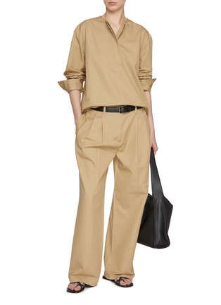 Figure View - Click To Enlarge - TOTEME - Collarless Twill Cotton Shirt