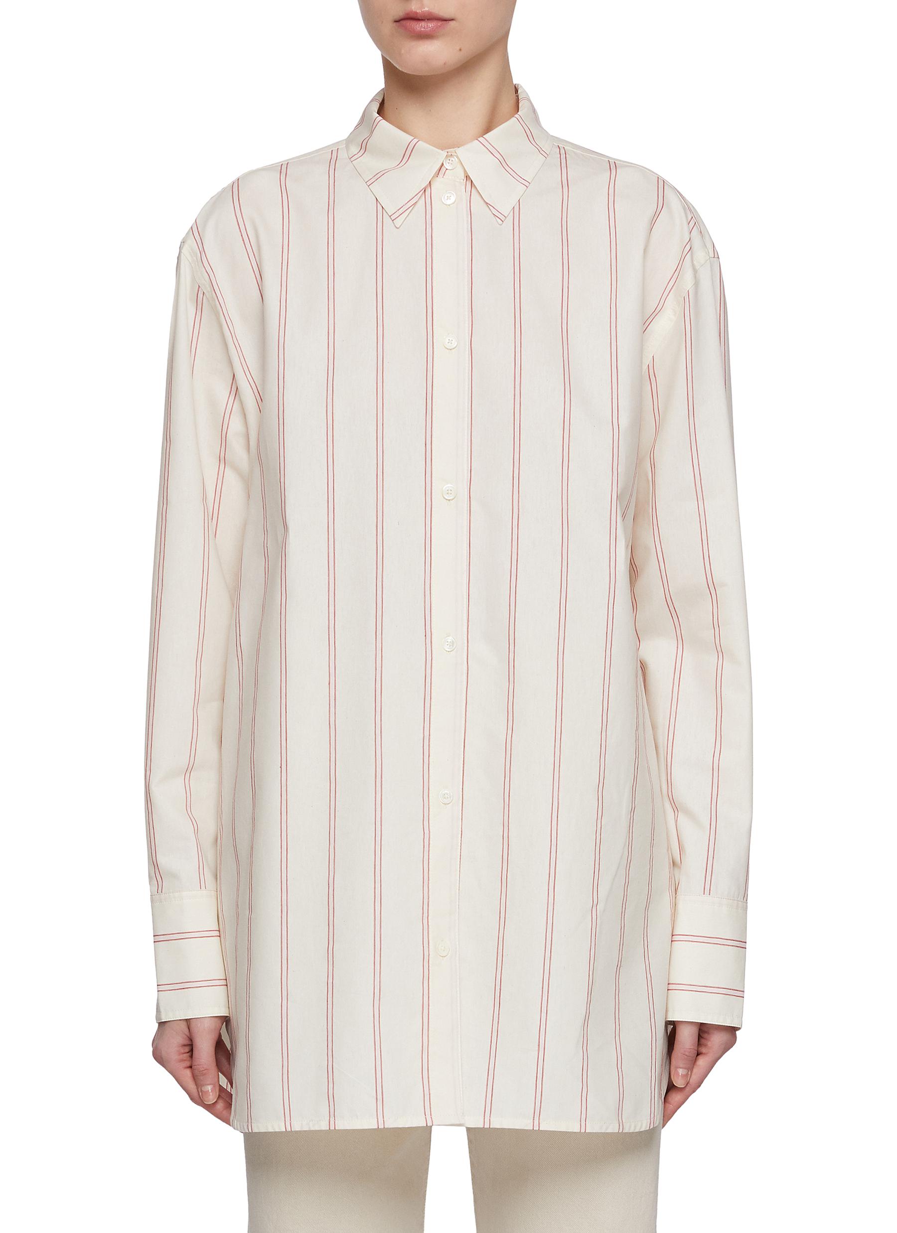 トップス BIYOMA COTTON LINEN STRIPE WPOCKET SHIRT COTTON LINEN STRIPE W POCKET SHIRT（コットンリネンストライプ