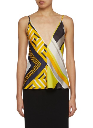 Main View - Click To Enlarge - BETTTER - Scarf V-Neck Printed Silk Camisole