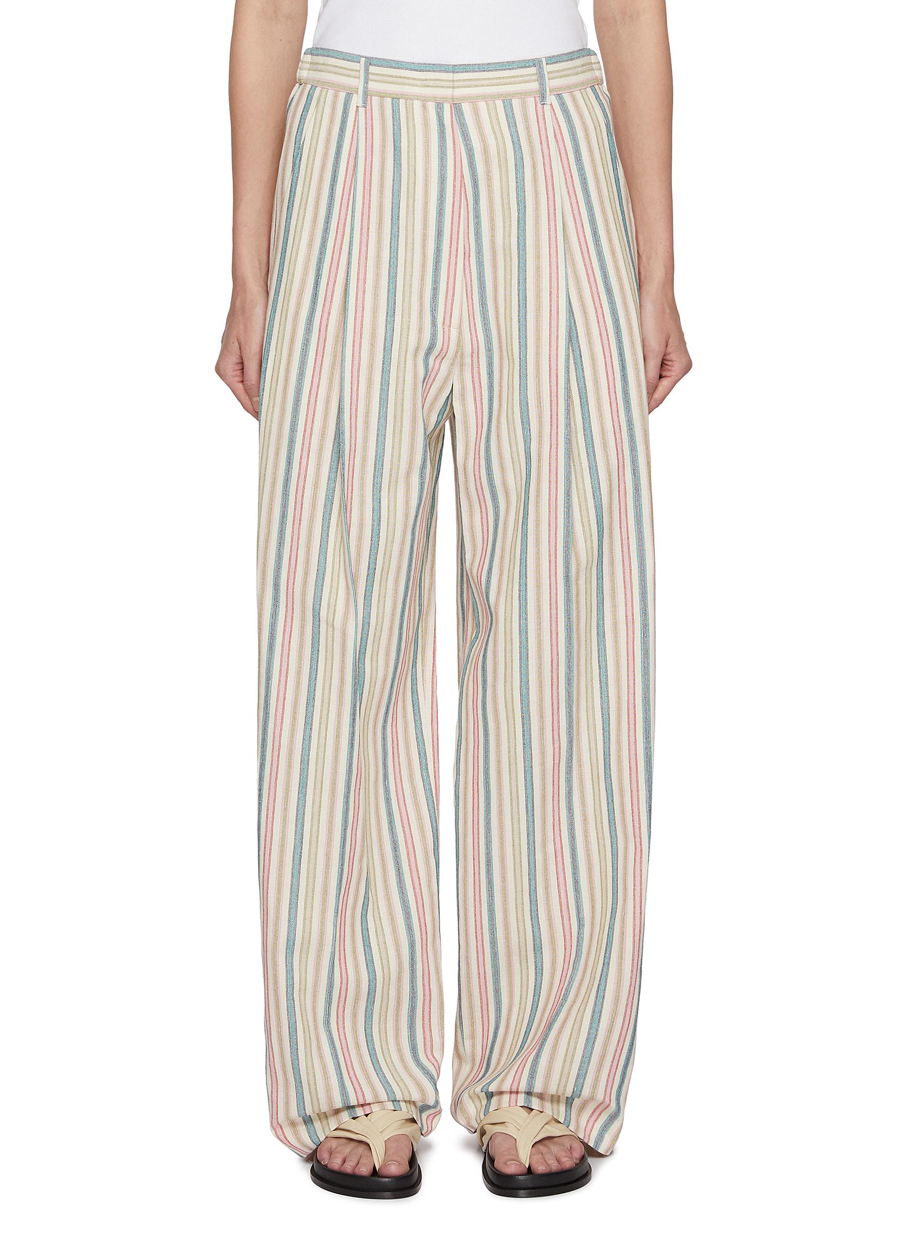 EENK | Striped Tuck Cotton Linen Pants | Women | Lane Crawford