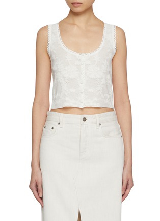 Main View - Click To Enlarge - EENK - Lace Cropped Knit Vest