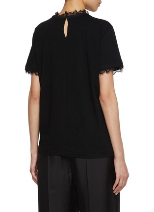 Back View - Click To Enlarge - EENK - Lace Trim Cotton T-shirt