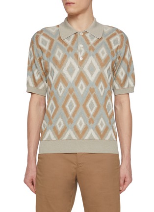 Main View - Click To Enlarge - PIACENZA 1733 - Thread To Thread Argyle Knit Cotton Polo Shirt
