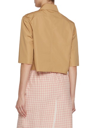 Back View - Click To Enlarge - NACKIYÉ - Point Collar Crop Cotton Shirt