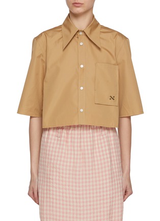 Main View - Click To Enlarge - NACKIYÉ - Point Collar Crop Cotton Shirt