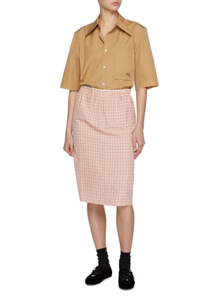 Figure View - Click To Enlarge - NACKIYÉ - Point Collar Crop Cotton Shirt