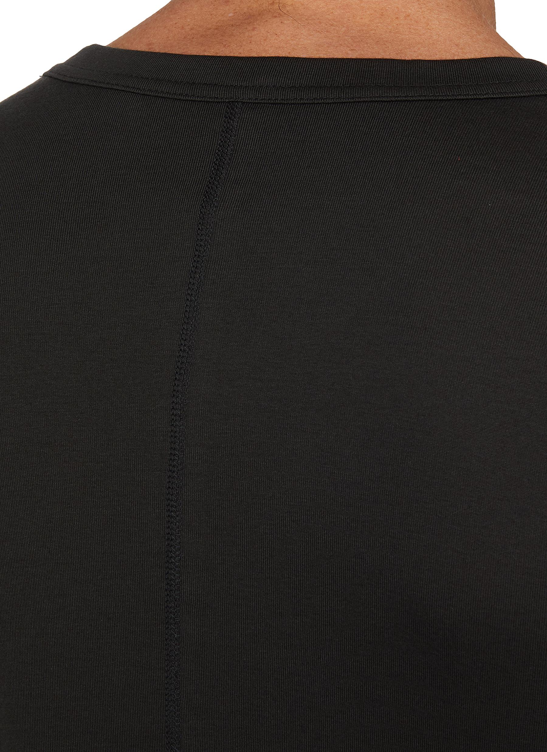 Ribbed Round Neck Cotton T-Shirt - Thumbnail 4