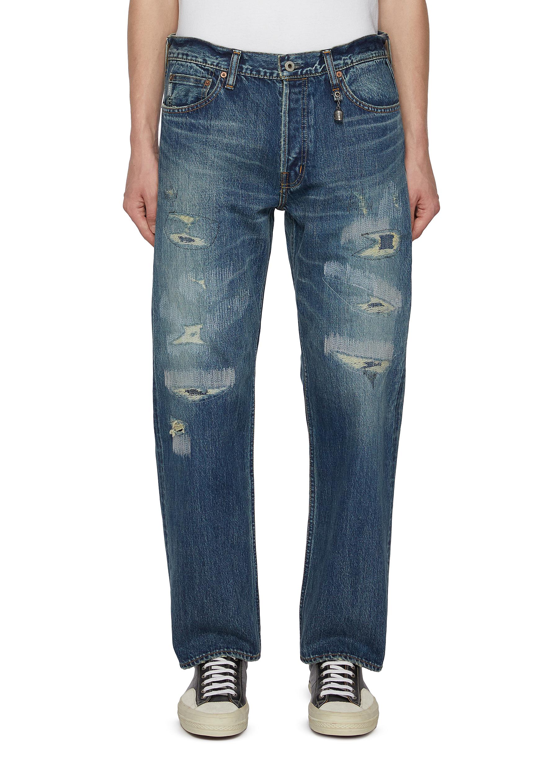 FDMTL | Repaired Straight Leg Jeans | Men | Lane Crawford