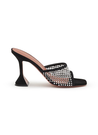 Main View - Click To Enlarge - AMINA MUADDI - Lupita 95 Net Suede Heeled Sandals