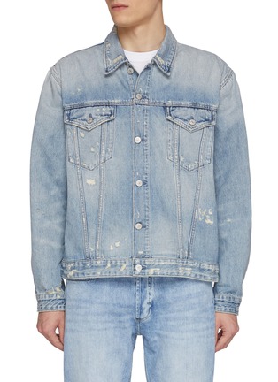 Main View - Click To Enlarge - DENHAM - Ripped Light Wash Denim Jacket