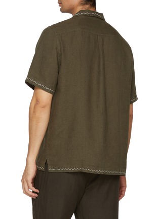 Back View - Click To Enlarge - FRESCOBOL CARIOCA - Palmeria Embroidered Linen Shirt