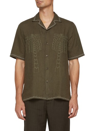 Main View - Click To Enlarge - FRESCOBOL CARIOCA - Palmeria Embroidered Linen Shirt