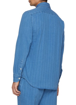 Back View - Click To Enlarge - FRESCOBOL CARIOCA - Patch Pocket Medium Wash Denim Shirt