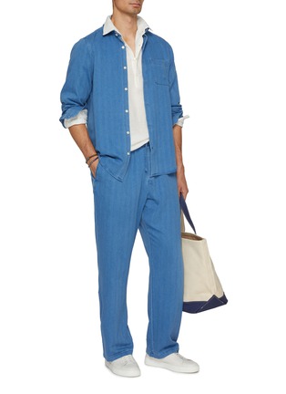 Figure View - Click To Enlarge - FRESCOBOL CARIOCA - Patch Pocket Medium Wash Denim Shirt