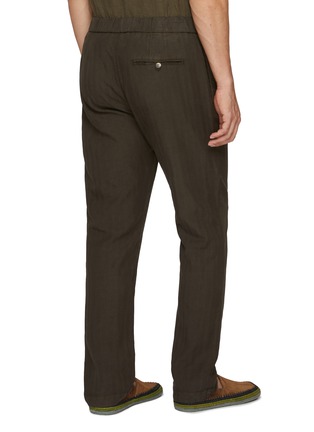 Back View - Click To Enlarge - FRESCOBOL CARIOCA - Oscar Elasticated Herringbone Slim Fit Pants