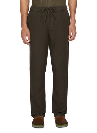 Main View - Click To Enlarge - FRESCOBOL CARIOCA - Oscar Elasticated Herringbone Slim Fit Pants