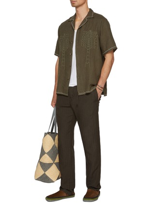 Figure View - Click To Enlarge - FRESCOBOL CARIOCA - Oscar Elasticated Herringbone Slim Fit Pants