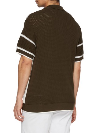 Back View - Click To Enlarge - FRESCOBOL CARIOCA - Crochet Stripe Cotton Cardigan Shirt