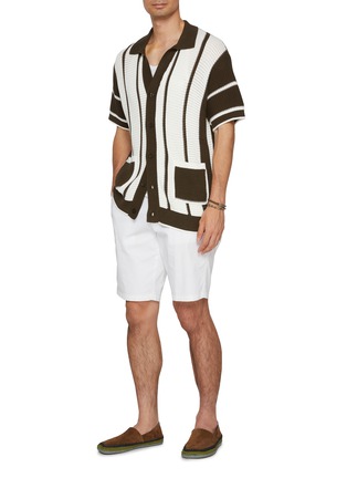 Figure View - Click To Enlarge - FRESCOBOL CARIOCA - Crochet Stripe Cotton Cardigan Shirt