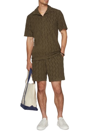 Figure View - Click To Enlarge - FRESCOBOL CARIOCA - Drawstring Jacquard Cotton Terry Shorts