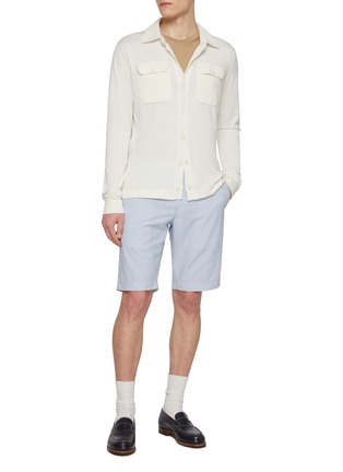 Figure View - Click To Enlarge - PT TORINO - Striped Cotton Bermuda Shorts