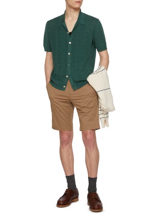Figure View - Click To Enlarge - PT TORINO - Techno Stretch Bermuda Cotton Shorts