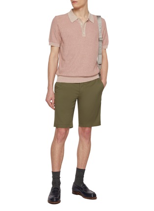 Figure View - Click To Enlarge - PT TORINO - Techno Stretch Bermuda Cotton Shorts