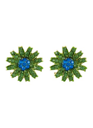 Main View - Click To Enlarge - LANE CRAWFORD VINTAGE ACCESSORIES - 1990's Silver-Toned Pave Crystal Clip On Earrings