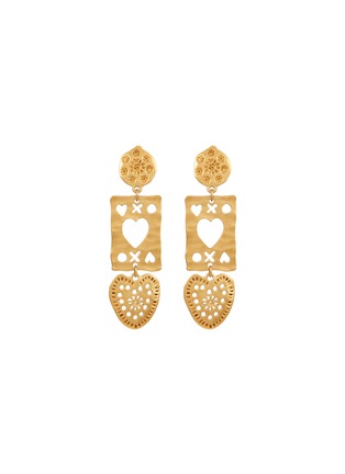 Main View - Click To Enlarge - LANE CRAWFORD VINTAGE ACCESSORIES - 1980's Avon Gold-Toned Icomic Heart Clip On Earrings
