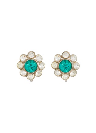 Main View - Click To Enlarge - LANE CRAWFORD VINTAGE ACCESSORIES - 1960's Silver-Toned Crystal Diamante Clip On Earrings