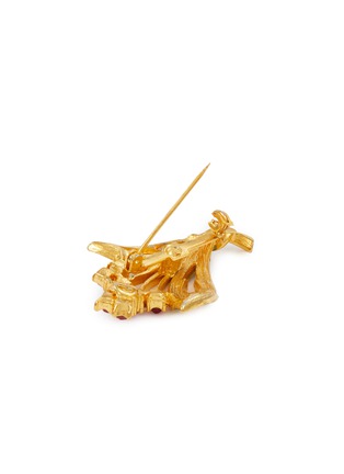 Detail View - Click To Enlarge - LANE CRAWFORD VINTAGE ACCESSORIES - 1980's Joan Rivers Gold-Toned Enamel Diamante Brooch