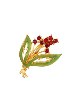 Main View - Click To Enlarge - LANE CRAWFORD VINTAGE ACCESSORIES - 1980's Joan Rivers Gold-Toned Enamel Diamante Brooch