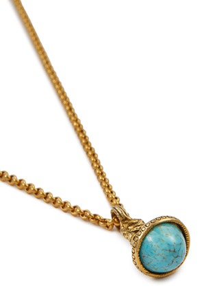 Detail View - Click To Enlarge - LANE CRAWFORD VINTAGE ACCESSORIES - 1980's Gold-Toned Faux Turquoise Rollo Chain Necklace