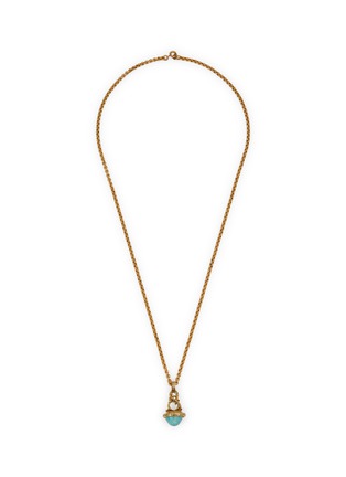 Main View - Click To Enlarge - LANE CRAWFORD VINTAGE ACCESSORIES - 1980's Gold-Toned Faux Turquoise Rollo Chain Necklace