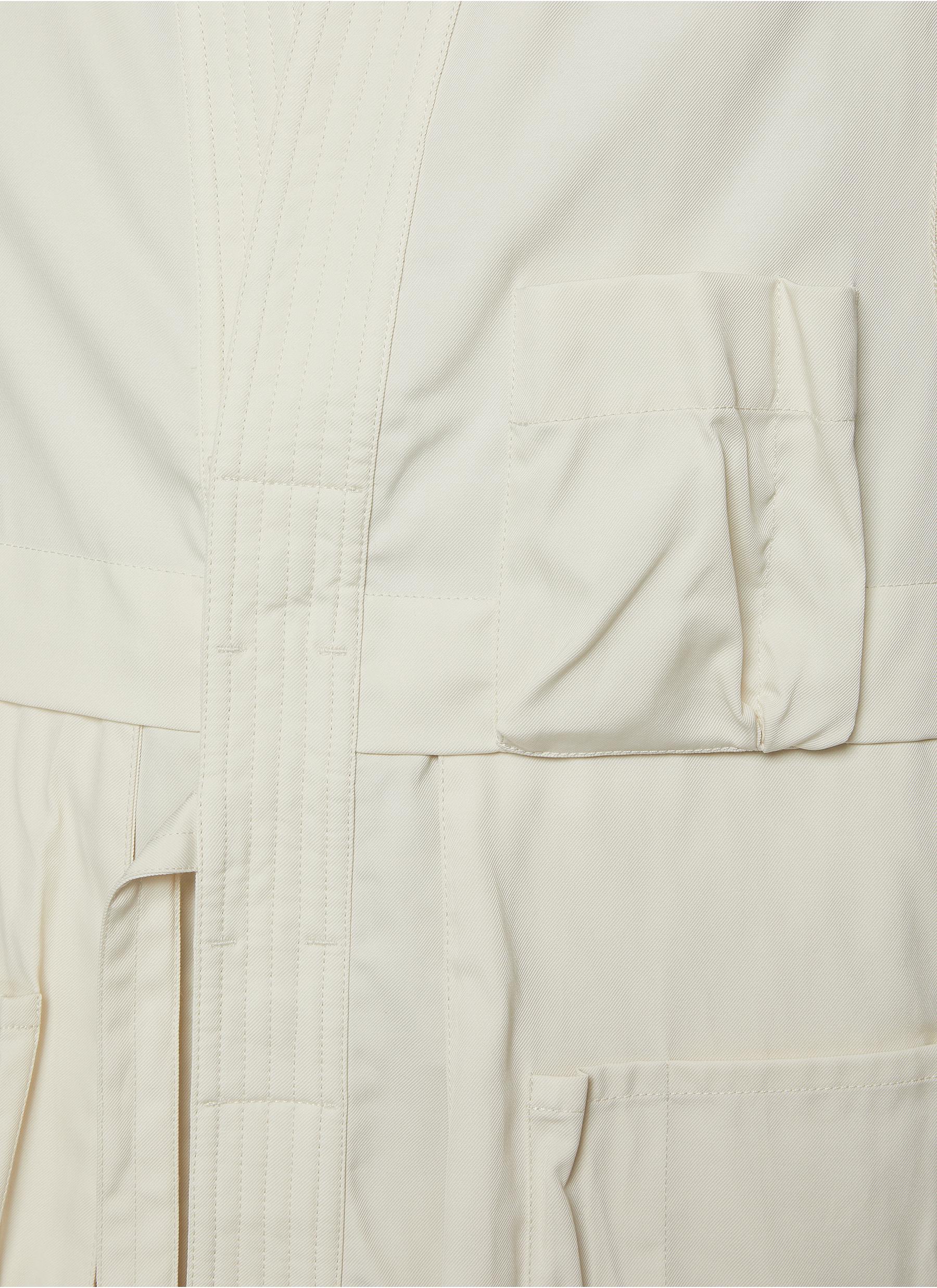 Half Quilted Back Multi Pocket Kimono Vest - Thumbnail 4