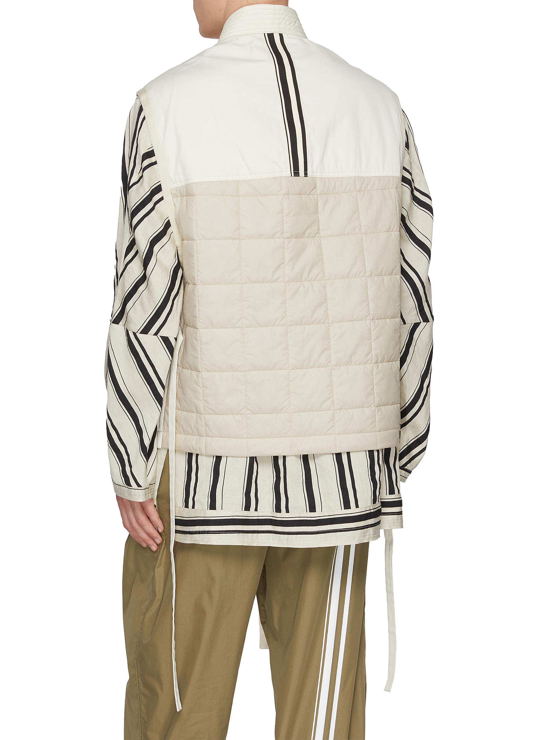 Half Quilted Back Multi Pocket Kimono Vest - Thumbnail 3